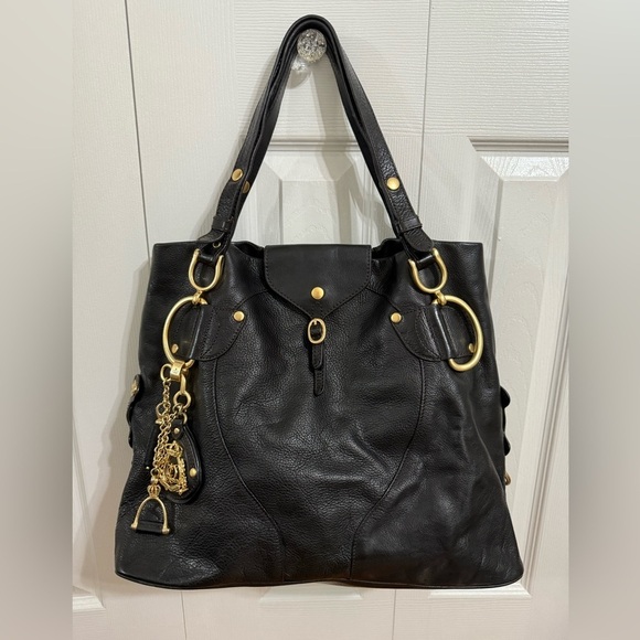 Juicy Couture Handbags - Vintage y2k Juicy Couture Black leather Shoulder Bag with Gold Accents